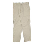 DICKIES Mens Slim Beige Cargo Trousers W30 L30 Cotton Blend Zip Pockets