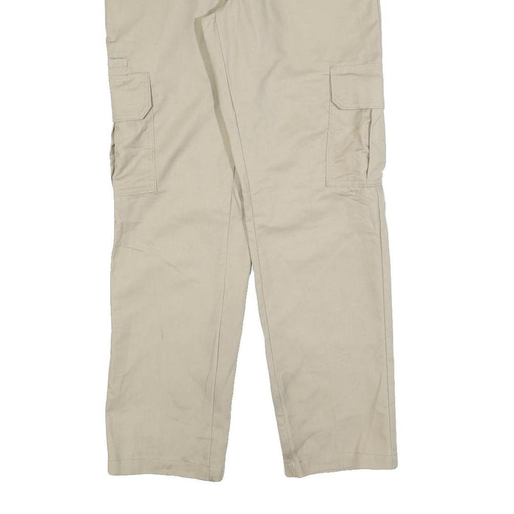 DICKIES Mens Slim Beige Cargo Trousers W30 L30 Cotton Blend Zip Pockets