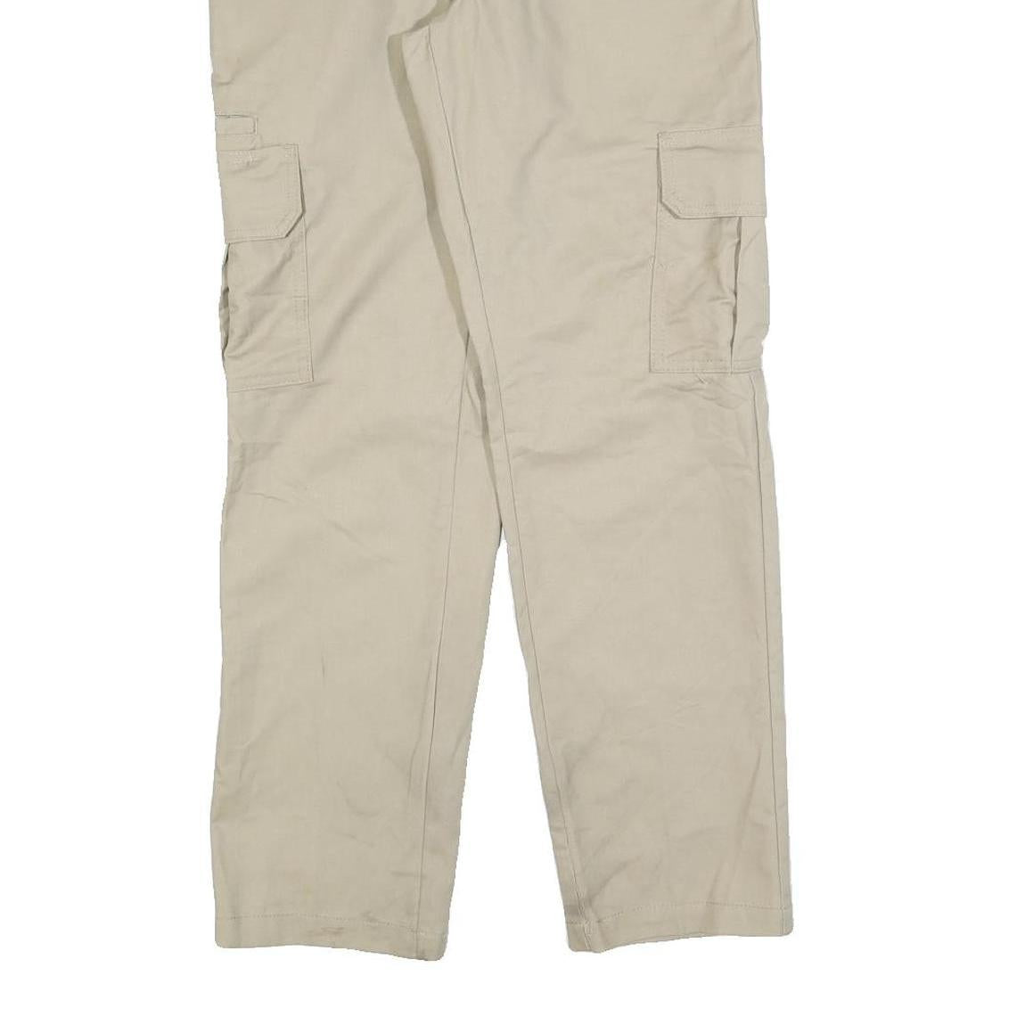 DICKIES Mens Slim Beige Cargo Trousers W30 L30 Cotton Blend Zip Pockets