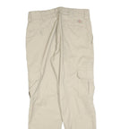 DICKIES Mens Slim Beige Cargo Trousers W30 L30 Cotton Blend Zip Pockets