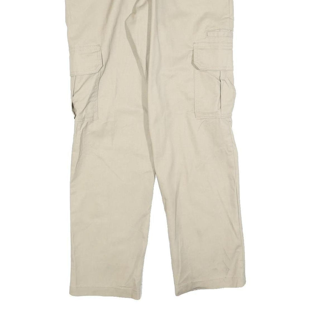 DICKIES Mens Slim Beige Cargo Trousers W30 L30 Cotton Blend Zip Pockets