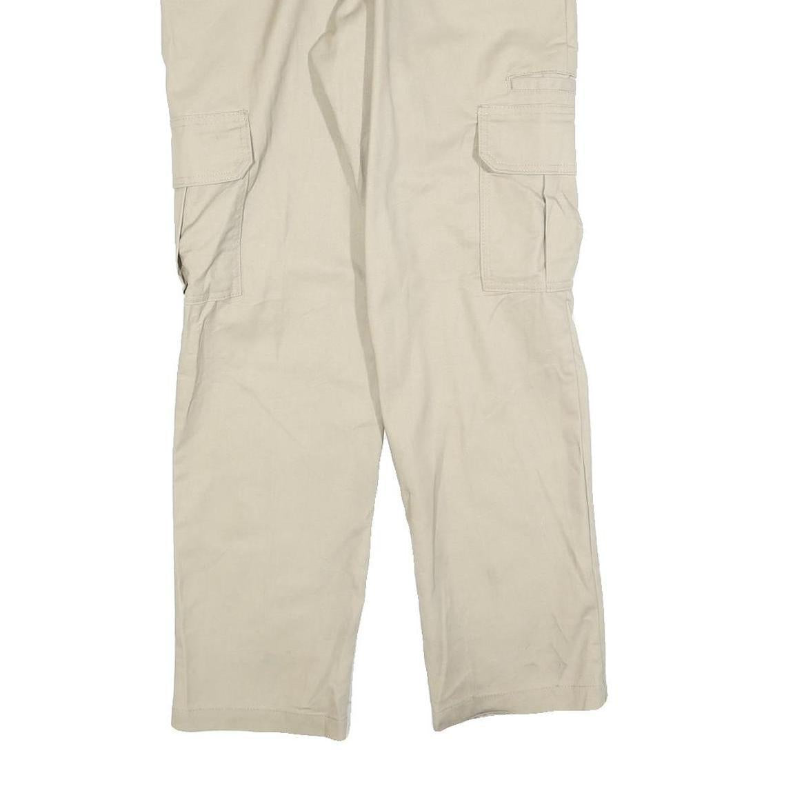 DICKIES Mens Slim Beige Cargo Trousers W30 L30 Cotton Blend Zip Pockets