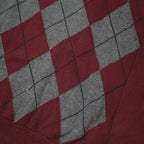 TOMMY HILFIGER Mens Maroon & Grey Patterned Cotton Jumper Crew Neck Basic Knit L