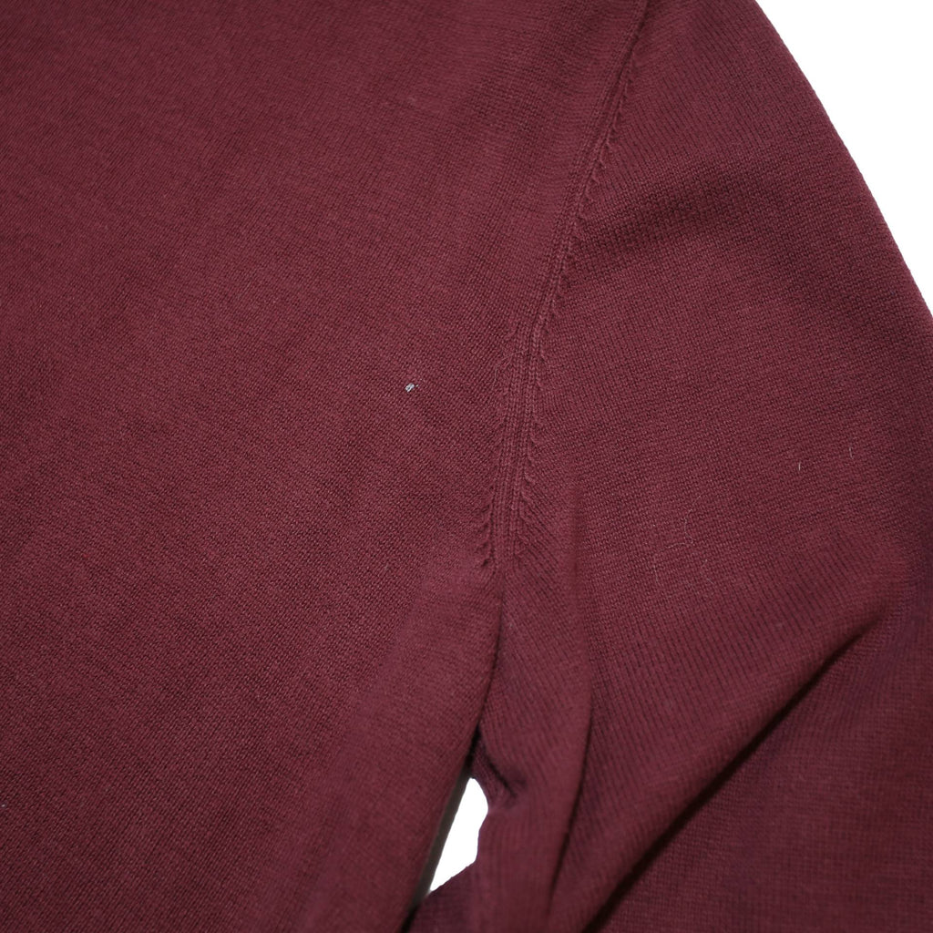 TOMMY HILFIGER Mens Maroon & Grey Patterned Cotton Jumper Crew Neck Basic Knit L