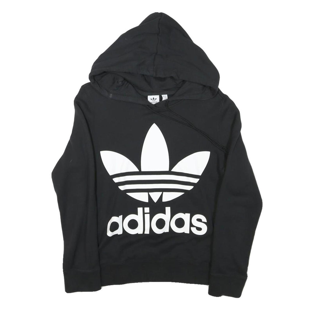 ADIDAS Womens Black Hoodie UK 6 Cotton Blend Comfortable Casual Pullover