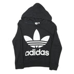 ADIDAS Womens Black Hoodie UK 6 Cotton Blend Comfortable Casual Pullover