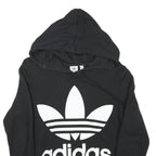 ADIDAS Womens Black Hoodie UK 6 Cotton Blend Comfortable Casual Pullover