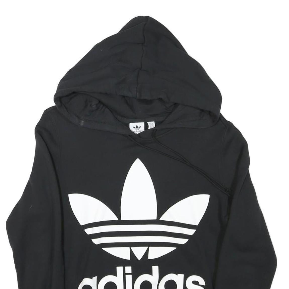 ADIDAS Womens Black Hoodie UK 6 Cotton Blend Comfortable Casual Pullover