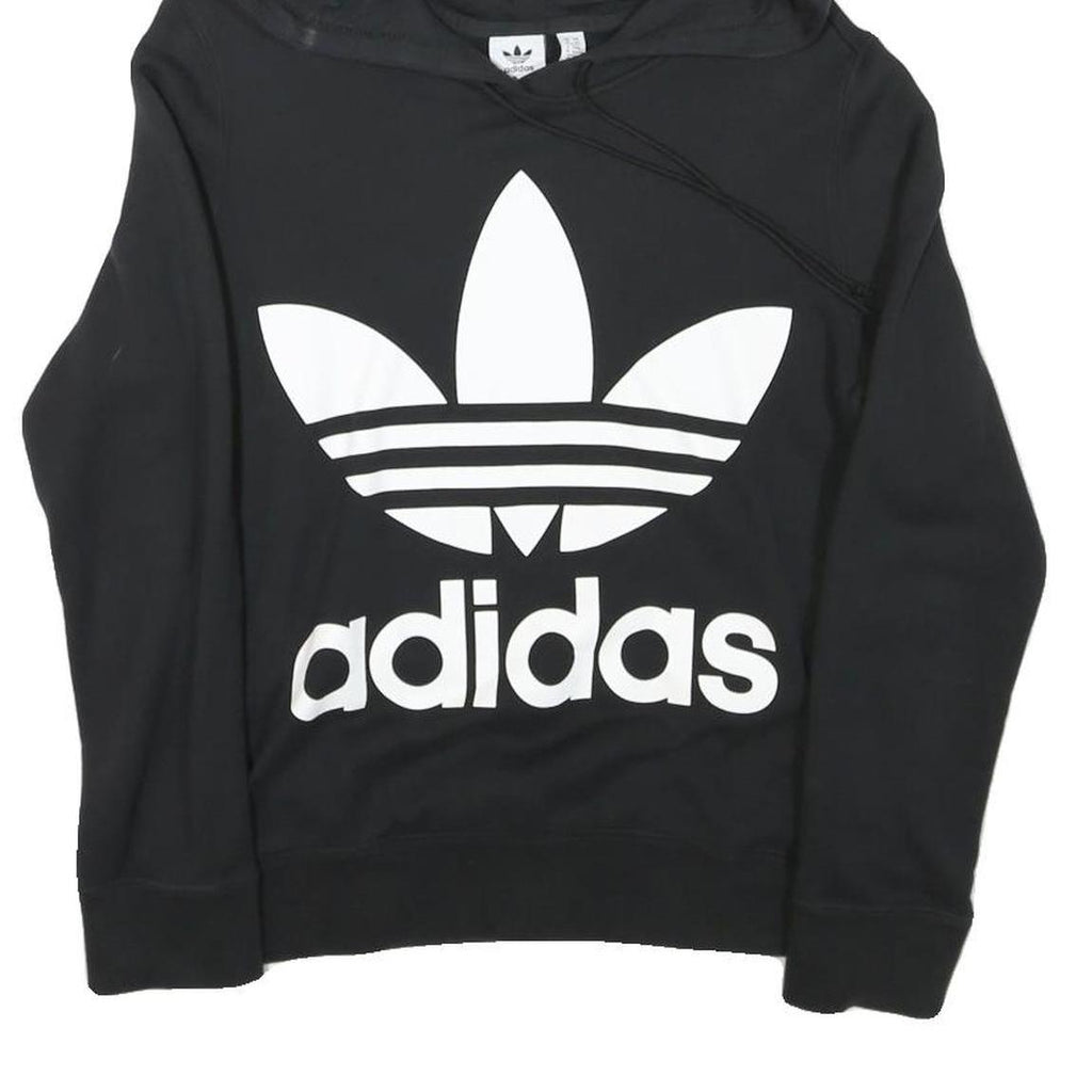 ADIDAS Womens Black Hoodie UK 6 Cotton Blend Comfortable Casual Pullover