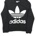 ADIDAS Womens Black Hoodie UK 6 Cotton Blend Comfortable Casual Pullover