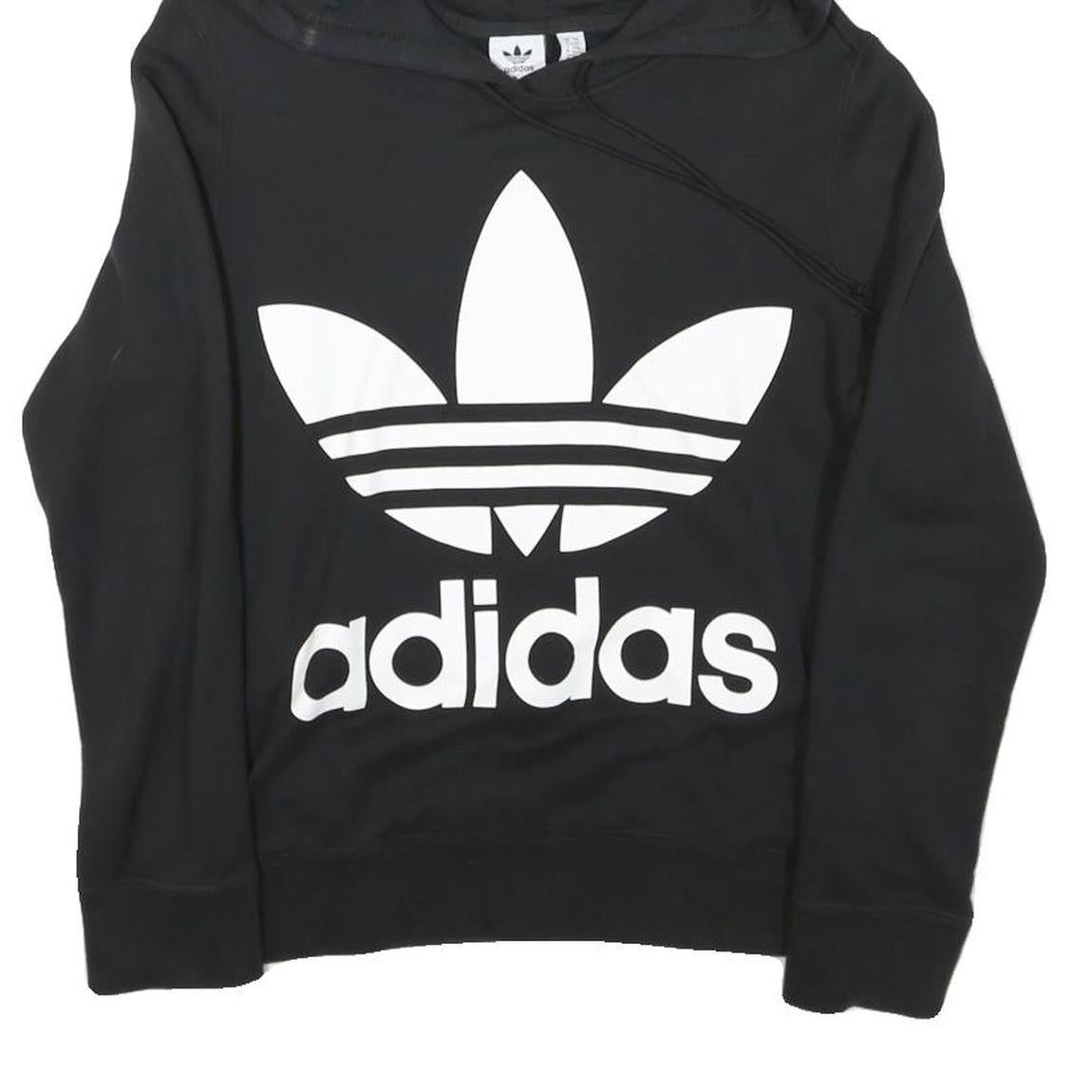 ADIDAS Womens Black Hoodie UK 6 Cotton Blend Comfortable Casual Pullover
