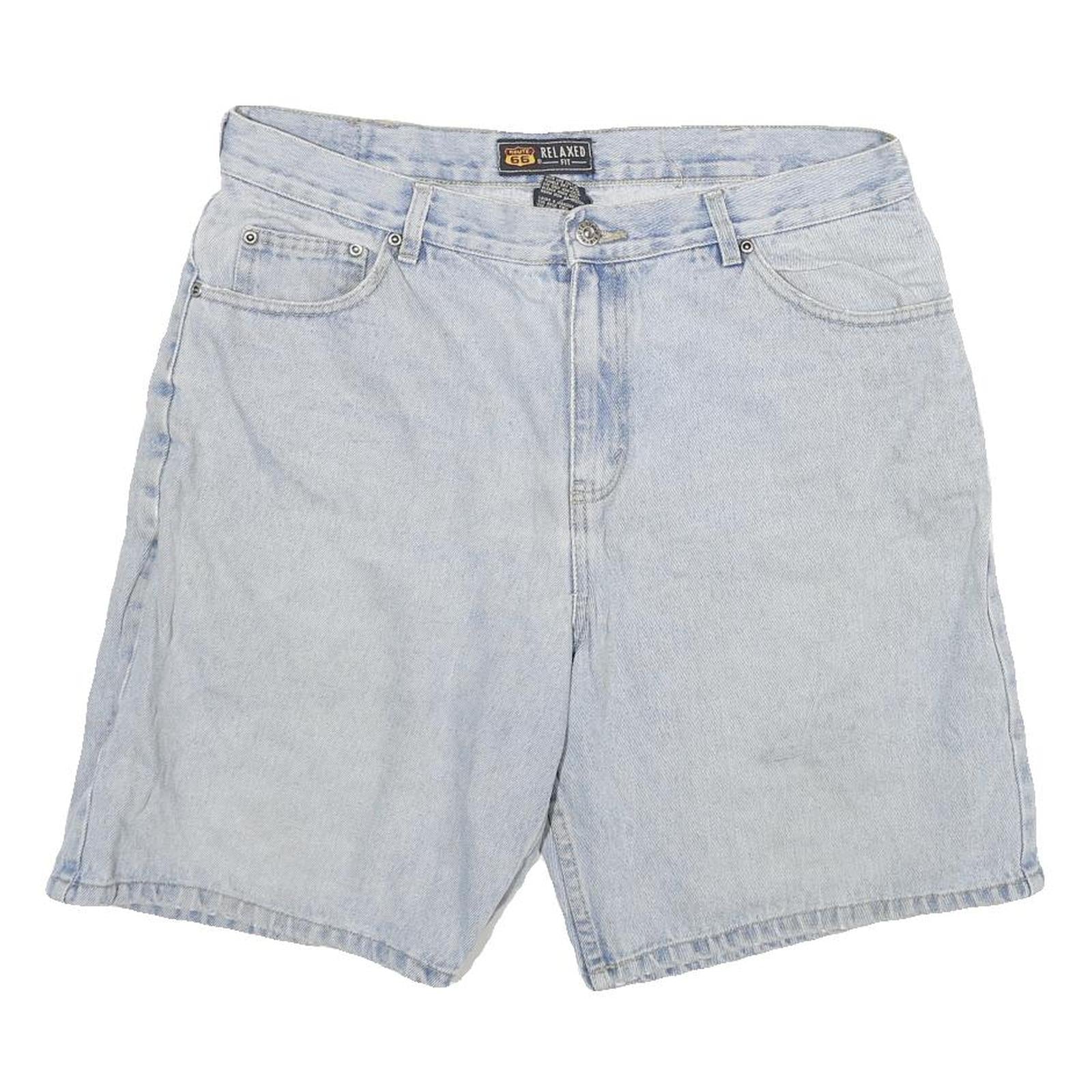 ROUTE 66 Mens Denim Blue Shorts Relaxed XL W34 Casual Cotton Blend