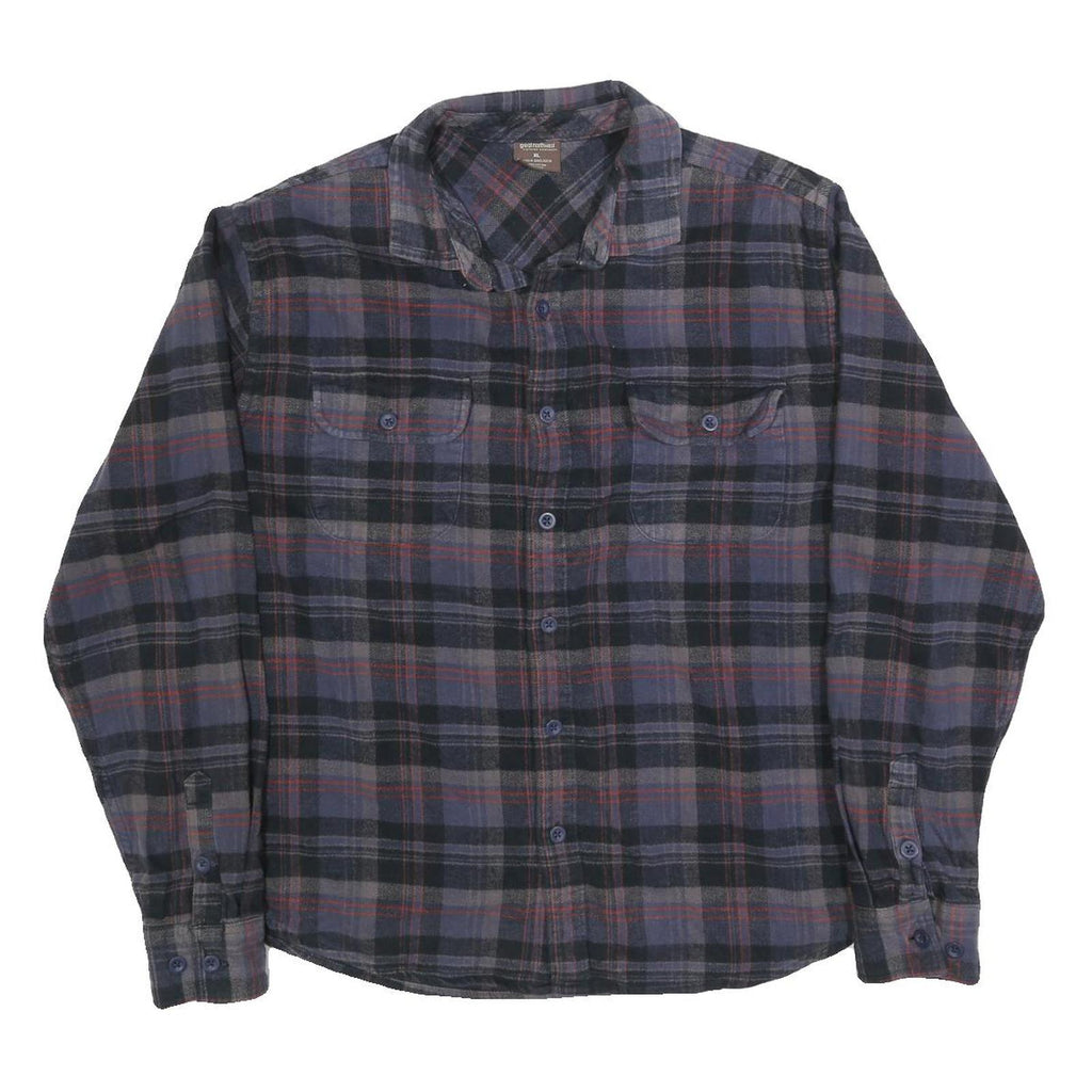 GREAT NORTHWEST Mens Blue Black & Red Checked Shirt XL Button Front Cotton Blend