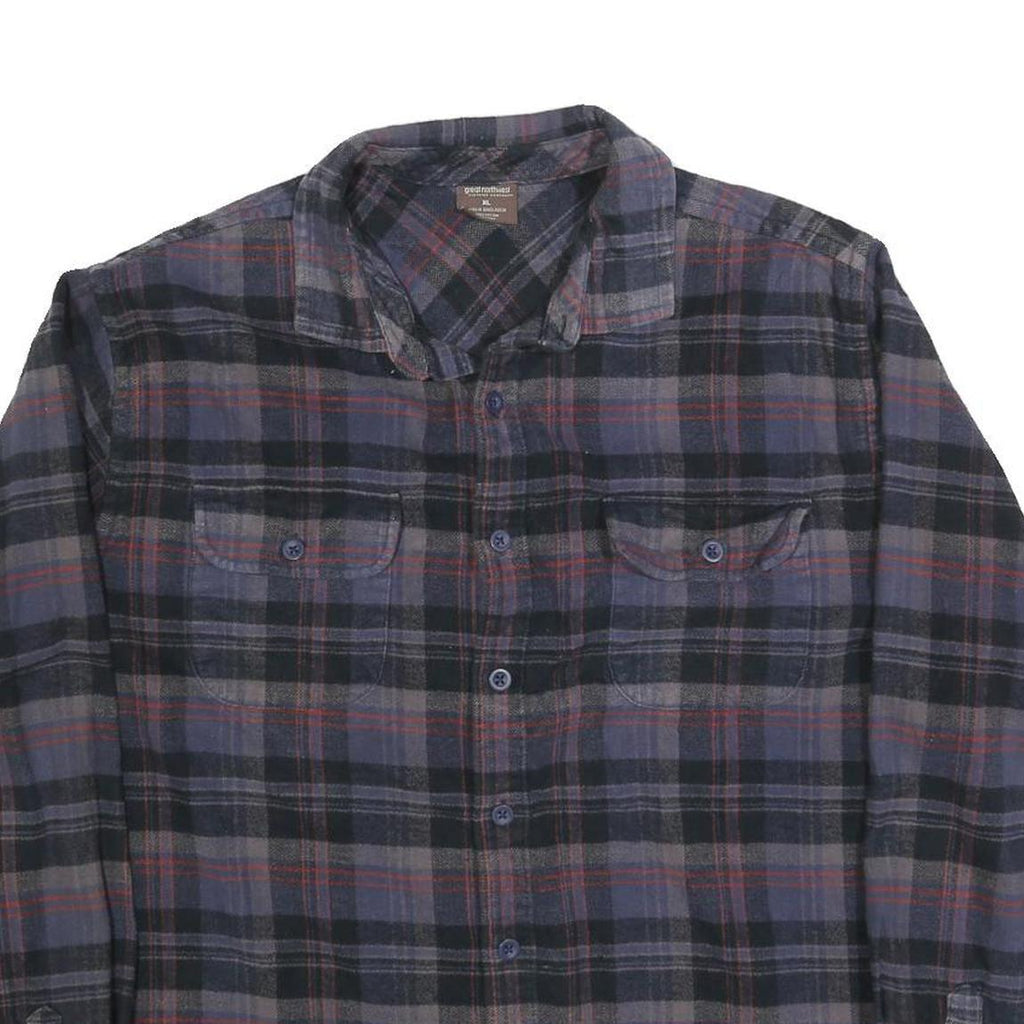 GREAT NORTHWEST Mens Blue Black & Red Checked Shirt XL Button Front Cotton Blend