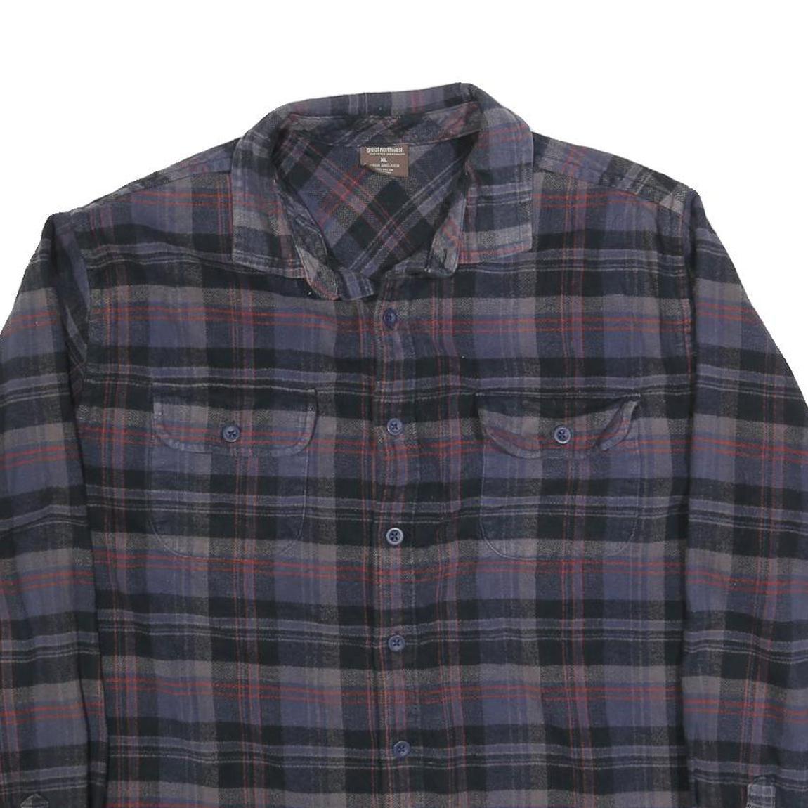 GREAT NORTHWEST Mens Blue Black & Red Checked Shirt XL Button Front Cotton Blend