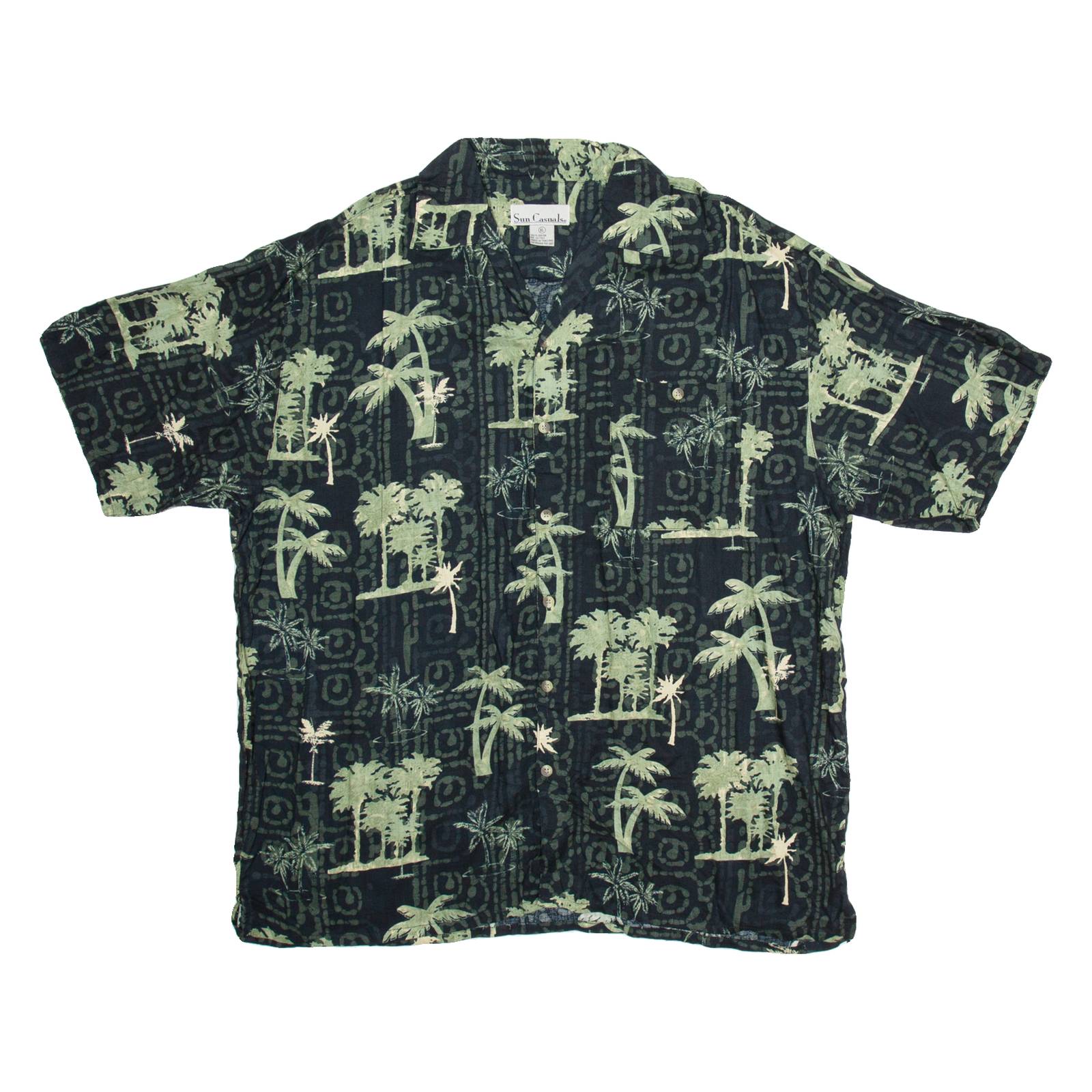 SUN CASUALS Mens Hawaiian Shirt Black Crazy Pattern XL
