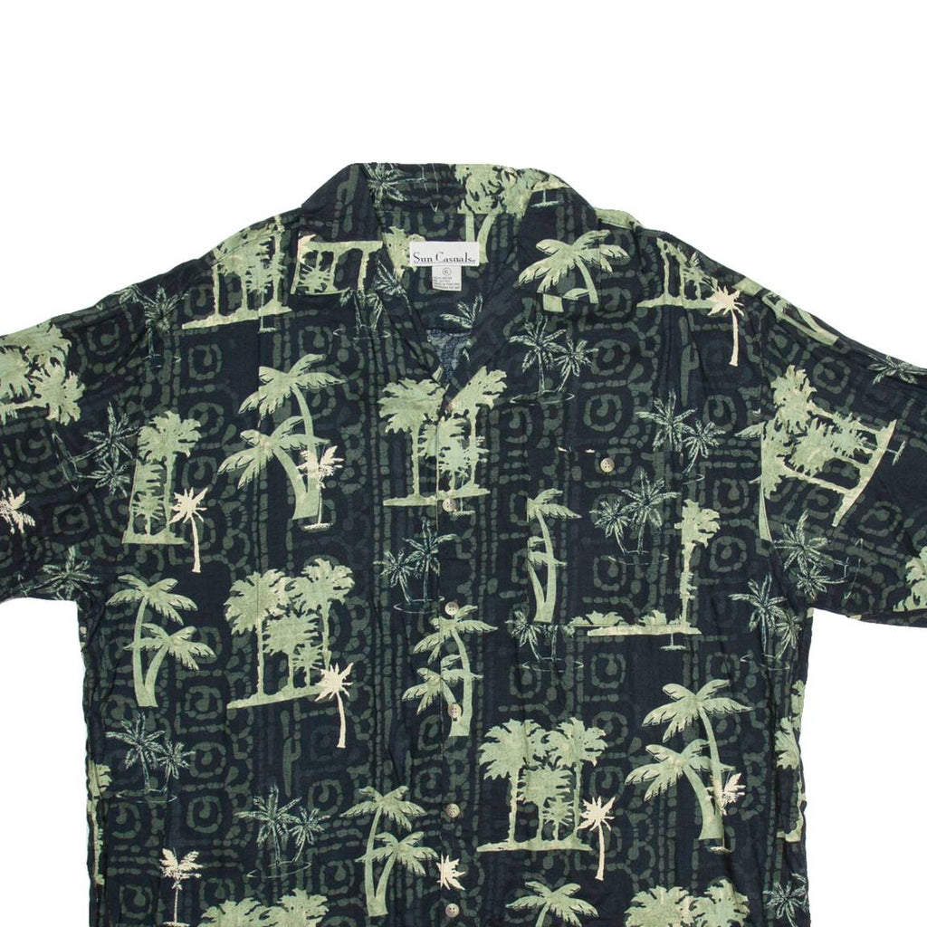 SUN CASUALS Mens Hawaiian Shirt Black Crazy Pattern XL