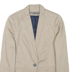 ZARA BASIC Womens Beige Cotton Blend Blazer Jacket S Tailored Classic Button