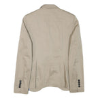 ZARA BASIC Womens Beige Cotton Blend Blazer Jacket S Tailored Classic Button