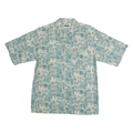 BADGE Mens Blue & Cream Pattern Cotton Shirt M Casual Summer Short Sleeve