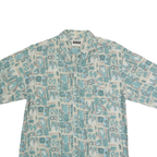 BADGE Mens Blue & Cream Pattern Cotton Shirt M Casual Summer Short Sleeve