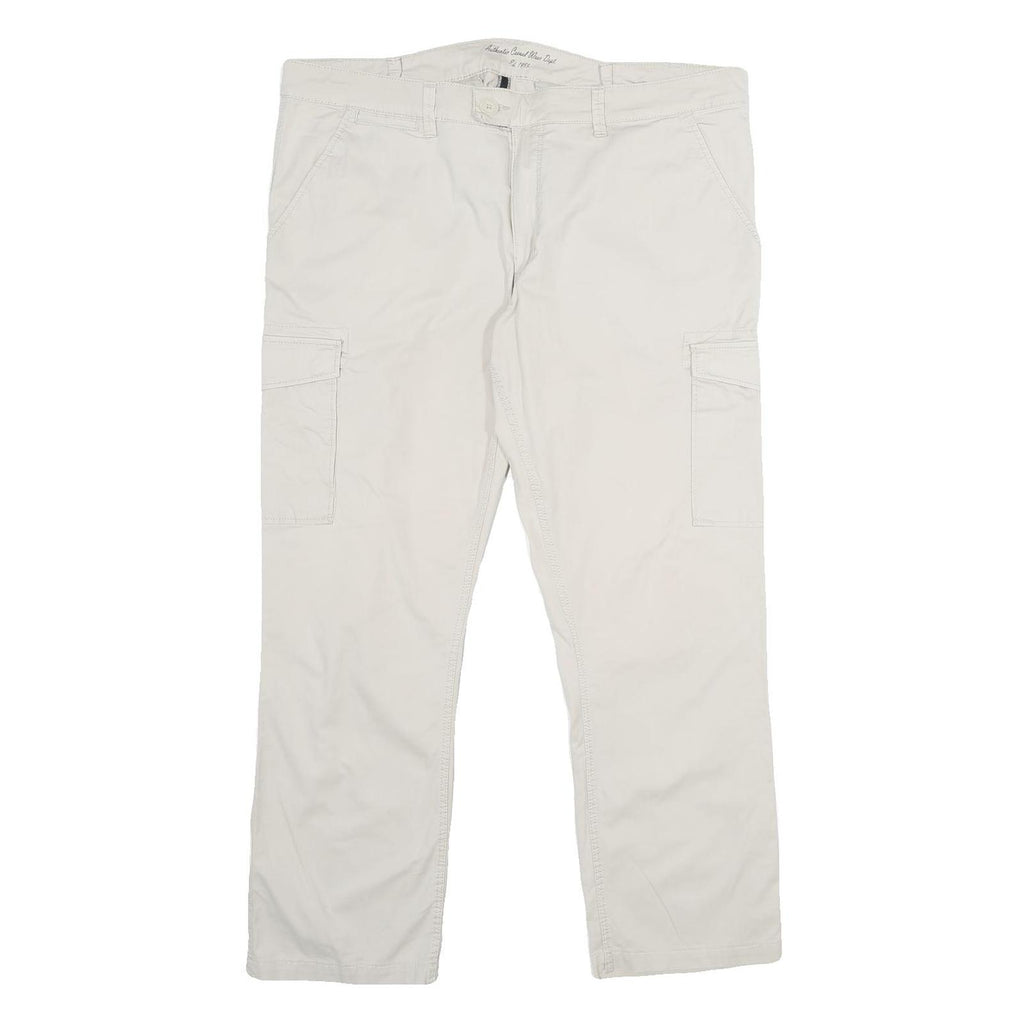 CHARLES VOGELE Mens Cotton Blend White Regular Cargo Trousers W40 L29 Casual Zip