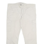 CHARLES VOGELE Mens Cotton Blend White Regular Cargo Trousers W40 L29 Casual Zip