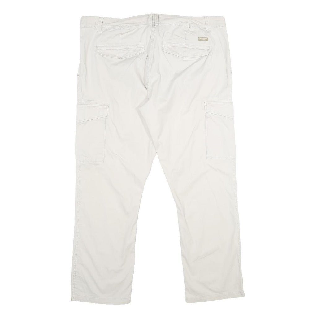 CHARLES VOGELE Mens Cotton Blend White Regular Cargo Trousers W40 L29 Casual Zip