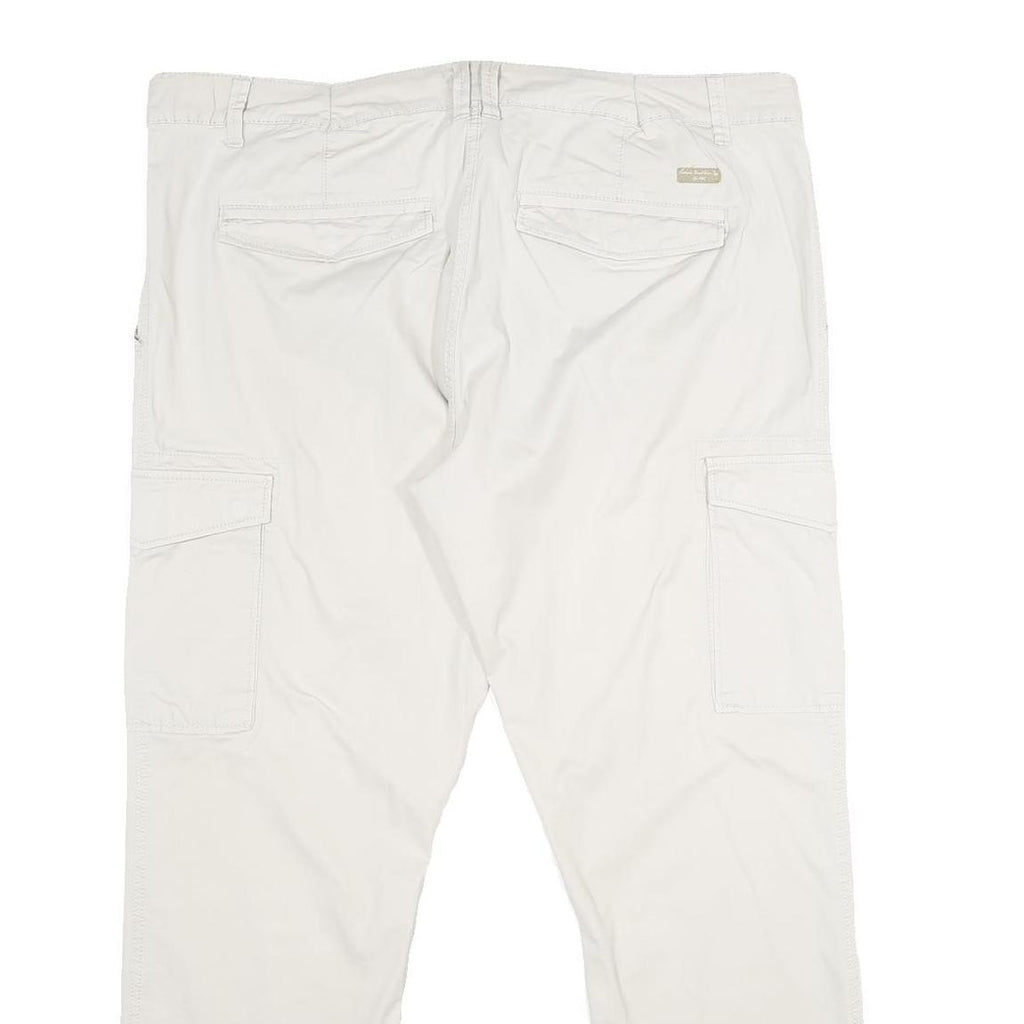 CHARLES VOGELE Mens Cotton Blend White Regular Cargo Trousers W40 L29 Casual Zip