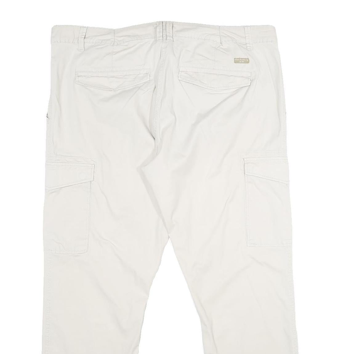 CHARLES VOGELE Mens Cotton Blend White Regular Cargo Trousers W40 L29 Casual Zip