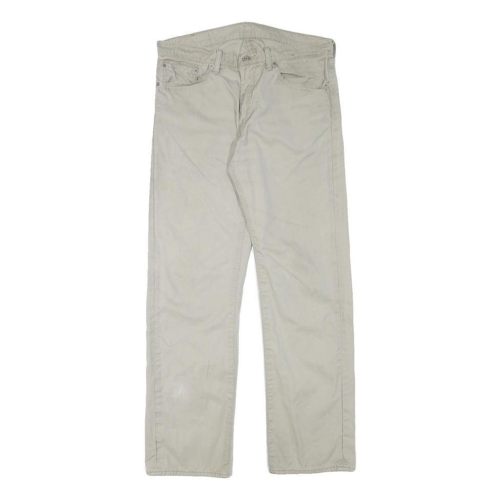 LEVI'S Mens Cotton Blend Beige Regular Straight Trousers W33 L30 Casual Zip