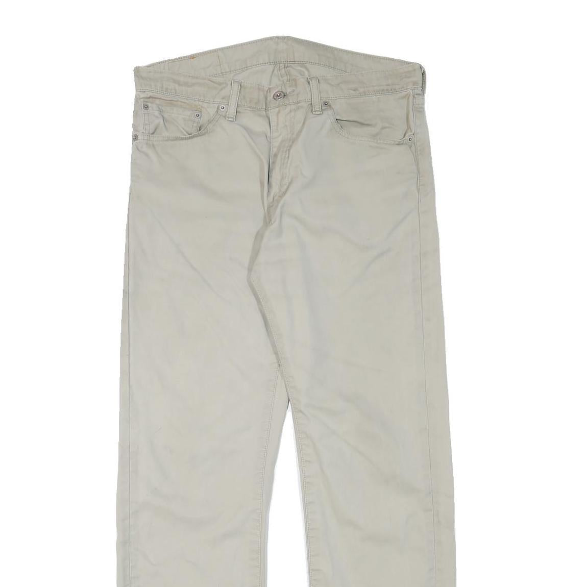 LEVI'S Mens Cotton Blend Beige Regular Straight Trousers W33 L30 Casual Zip