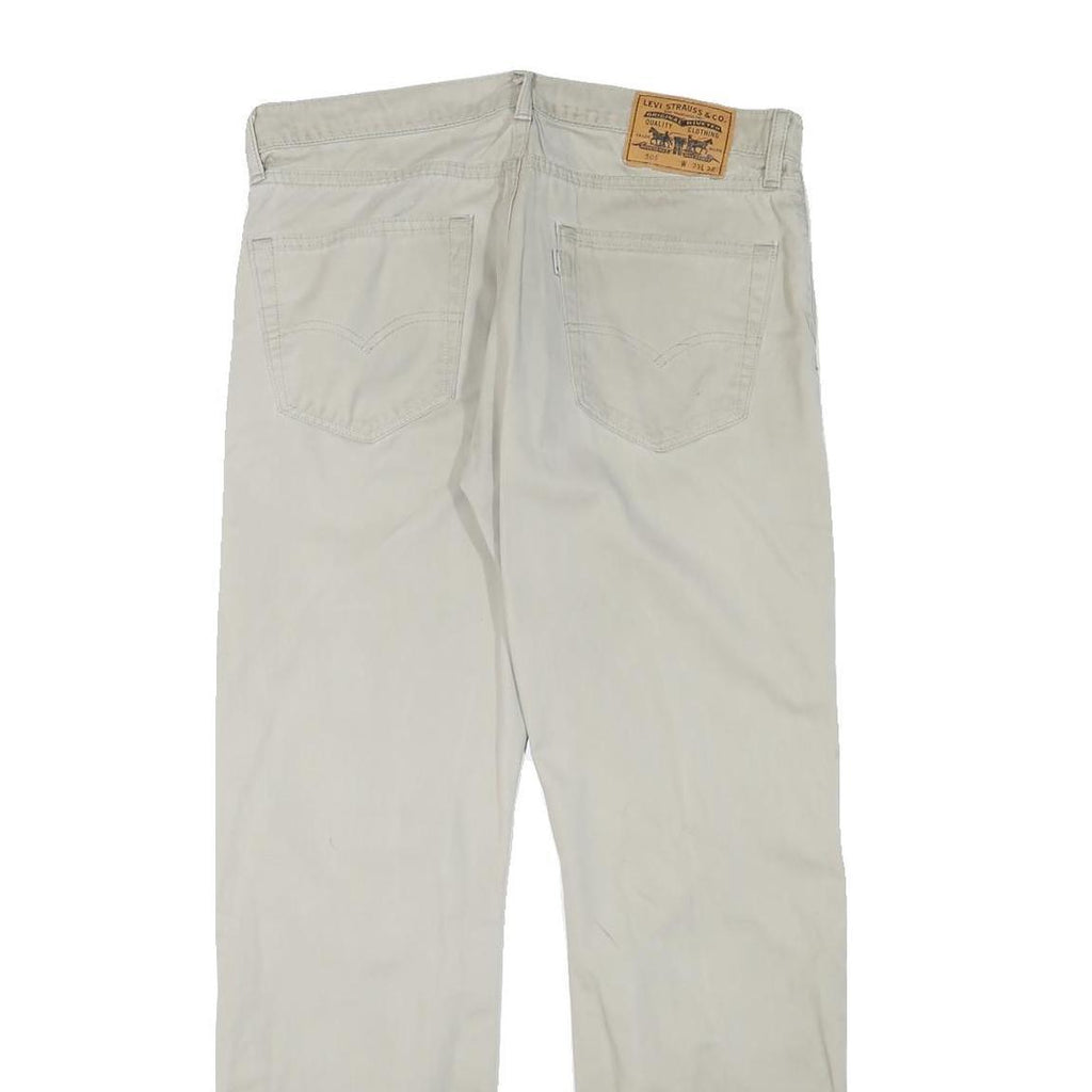 LEVI'S Mens Cotton Blend Beige Regular Straight Trousers W33 L30 Casual Zip