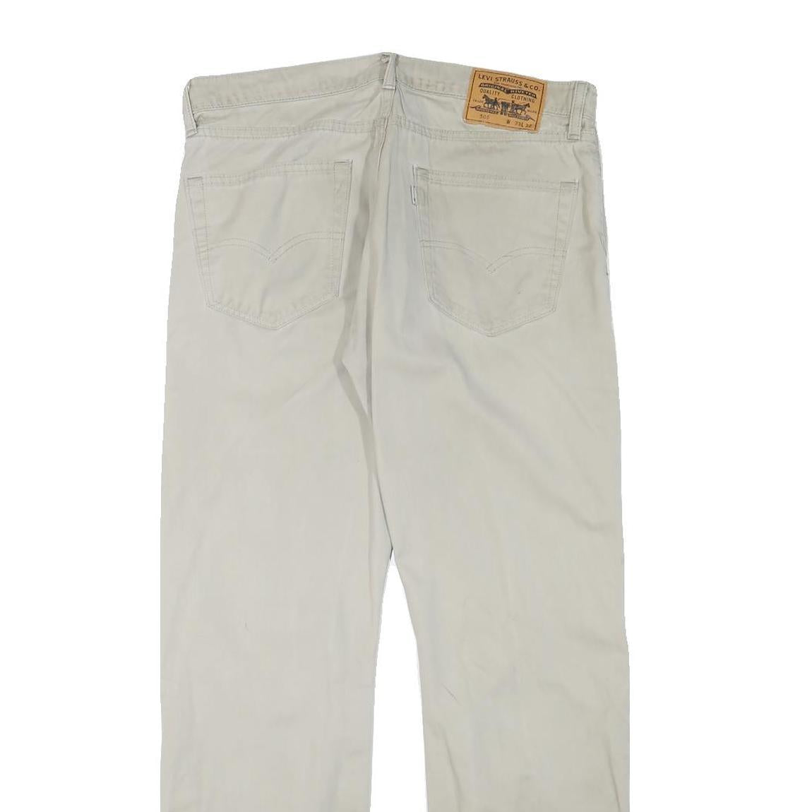 LEVI'S Mens Cotton Blend Beige Regular Straight Trousers W33 L30 Casual Zip