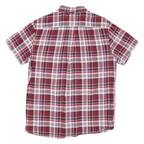 TOMMY HILFIGER Mens Red & White Check Short Sleeve Shirt L Cotton Blend Stylish