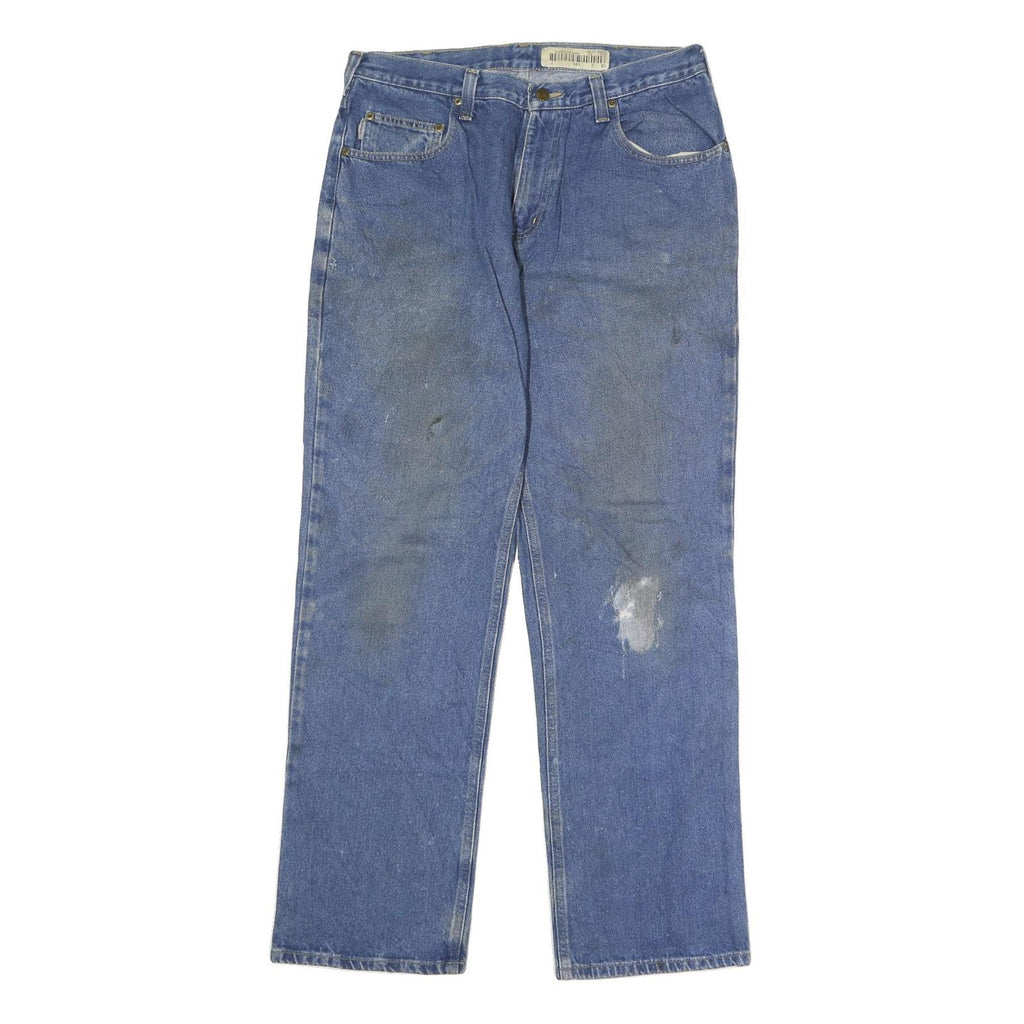 CARHARTT Mens Jeans Blue Regular Straight Denim Medium W34 L29 Workwear Zip
