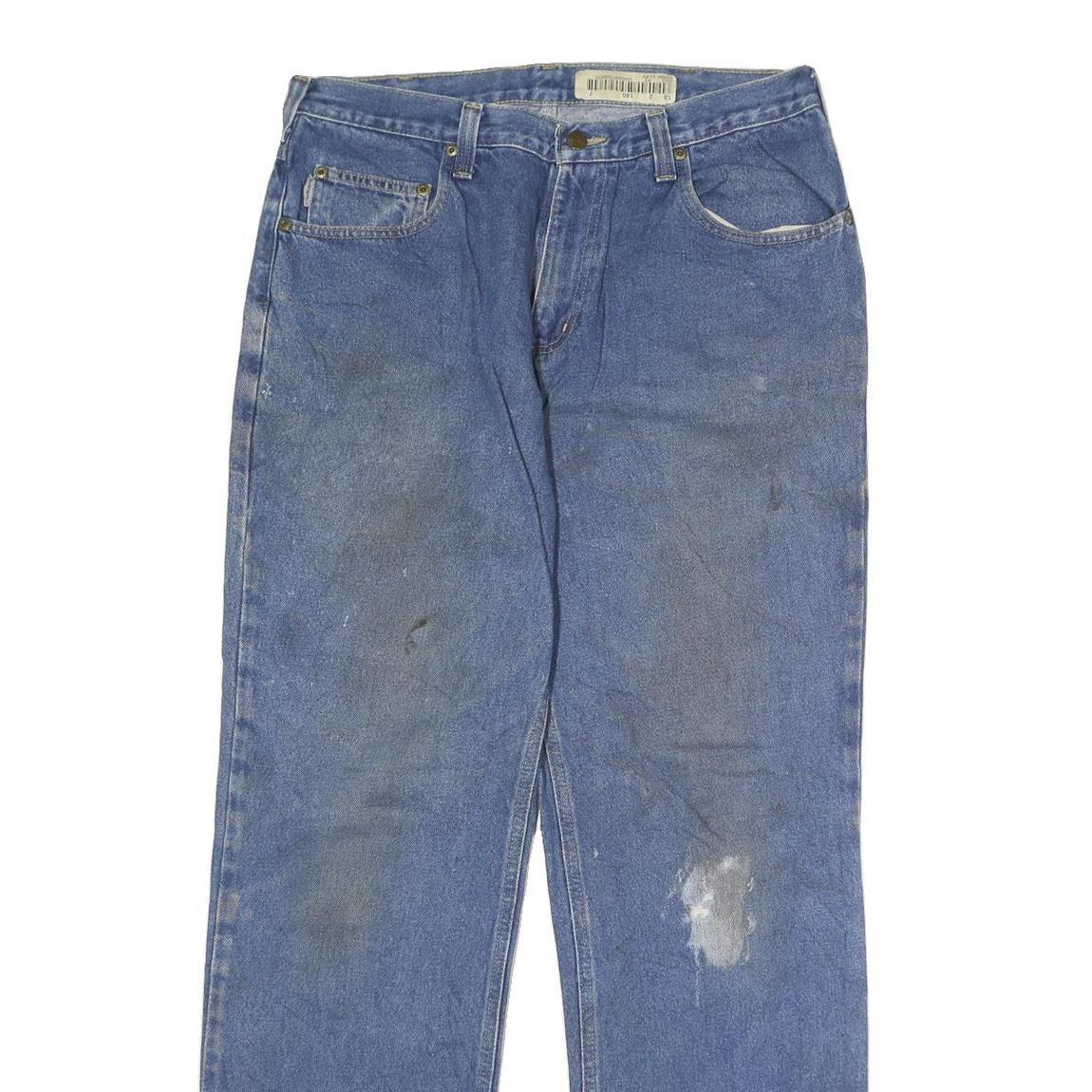 CARHARTT Mens Jeans Blue Regular Straight Denim Medium W34 L29 Workwear Zip