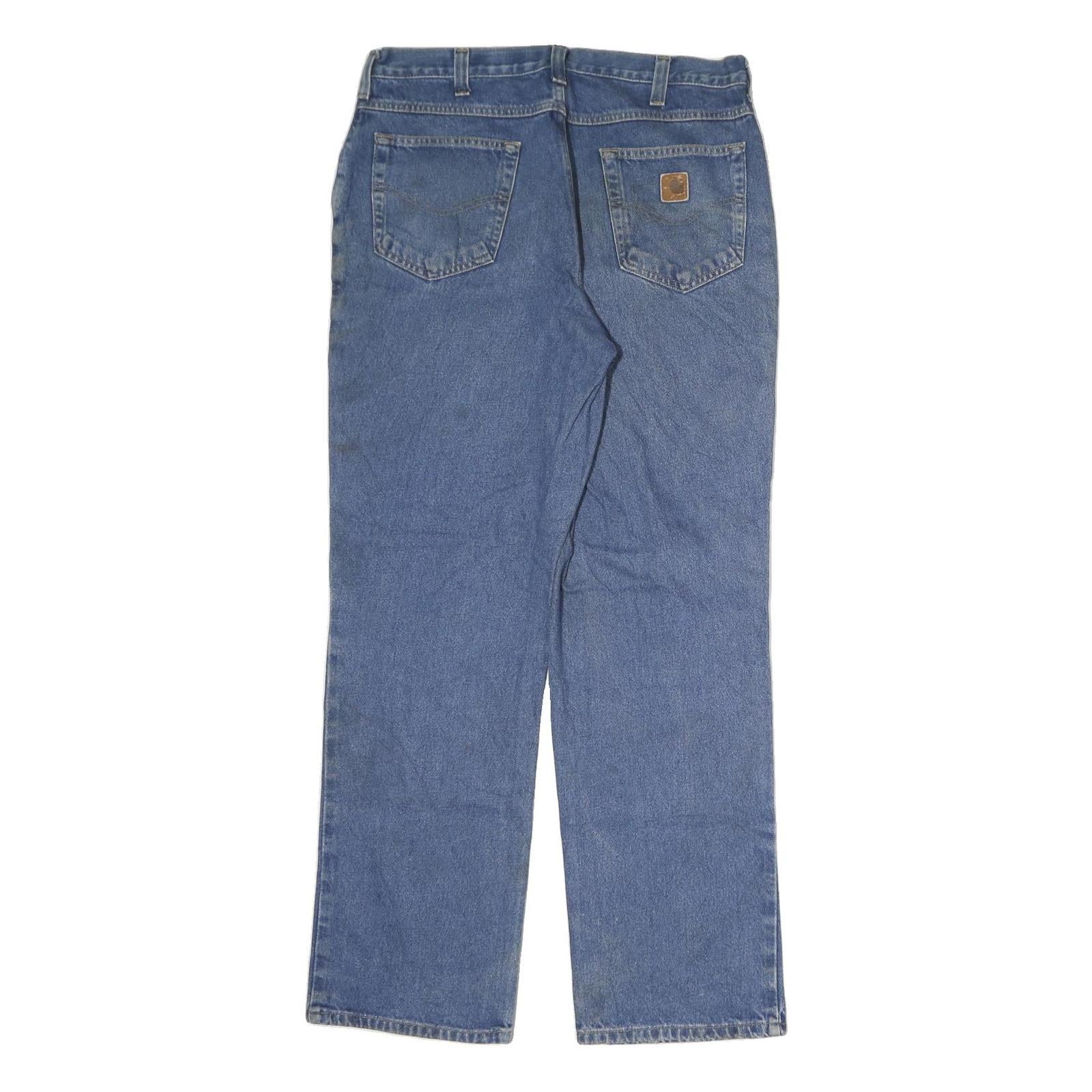 CARHARTT Mens Jeans Blue Regular Straight Denim Medium W34 L29 Workwear Zip