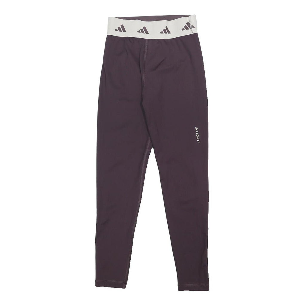 ADIDAS Womens Leggings Purple & White Slim Skinny S W22 L23 Techfit Performance
