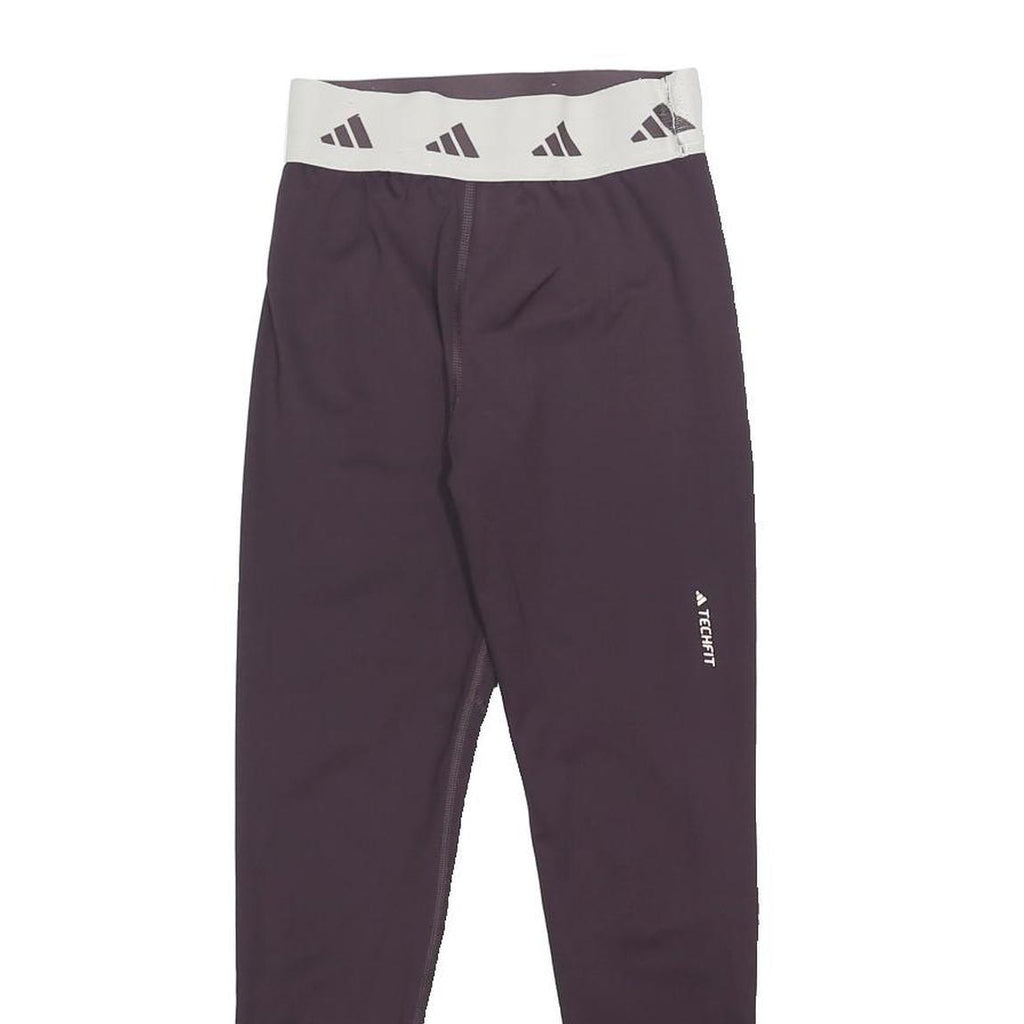 ADIDAS Womens Leggings Purple & White Slim Skinny S W22 L23 Techfit Performance