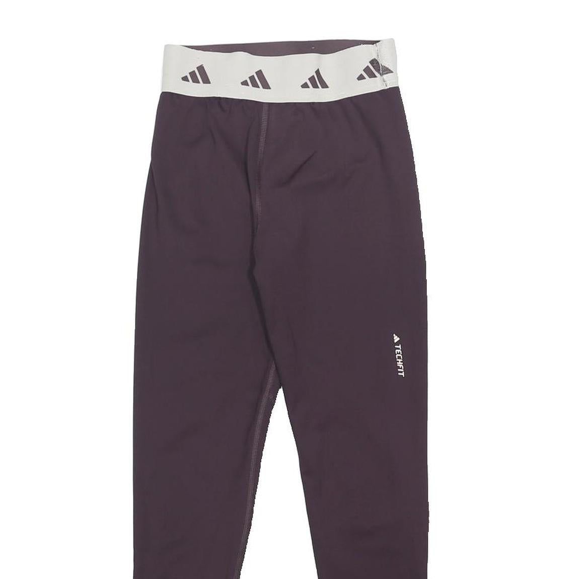 ADIDAS Womens Leggings Purple & White Slim Skinny S W22 L23 Techfit Performance