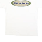 ONEITA Mens White & Beige San Antonio Graphic T-Shirt L Short Sleeve Crew Neck