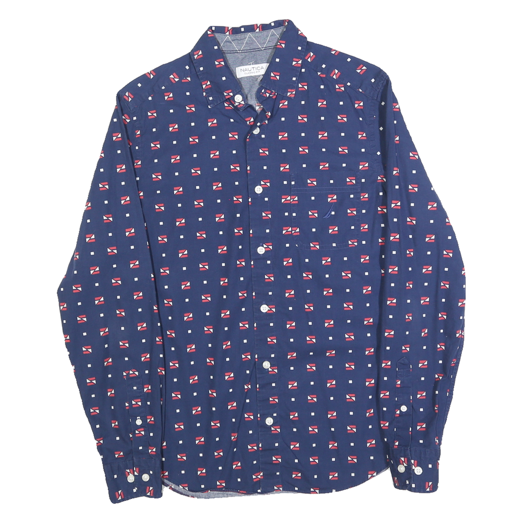 NAUTICA Mens Blue & Red Patterned Casual Shirt XS Classic Fit Stylish