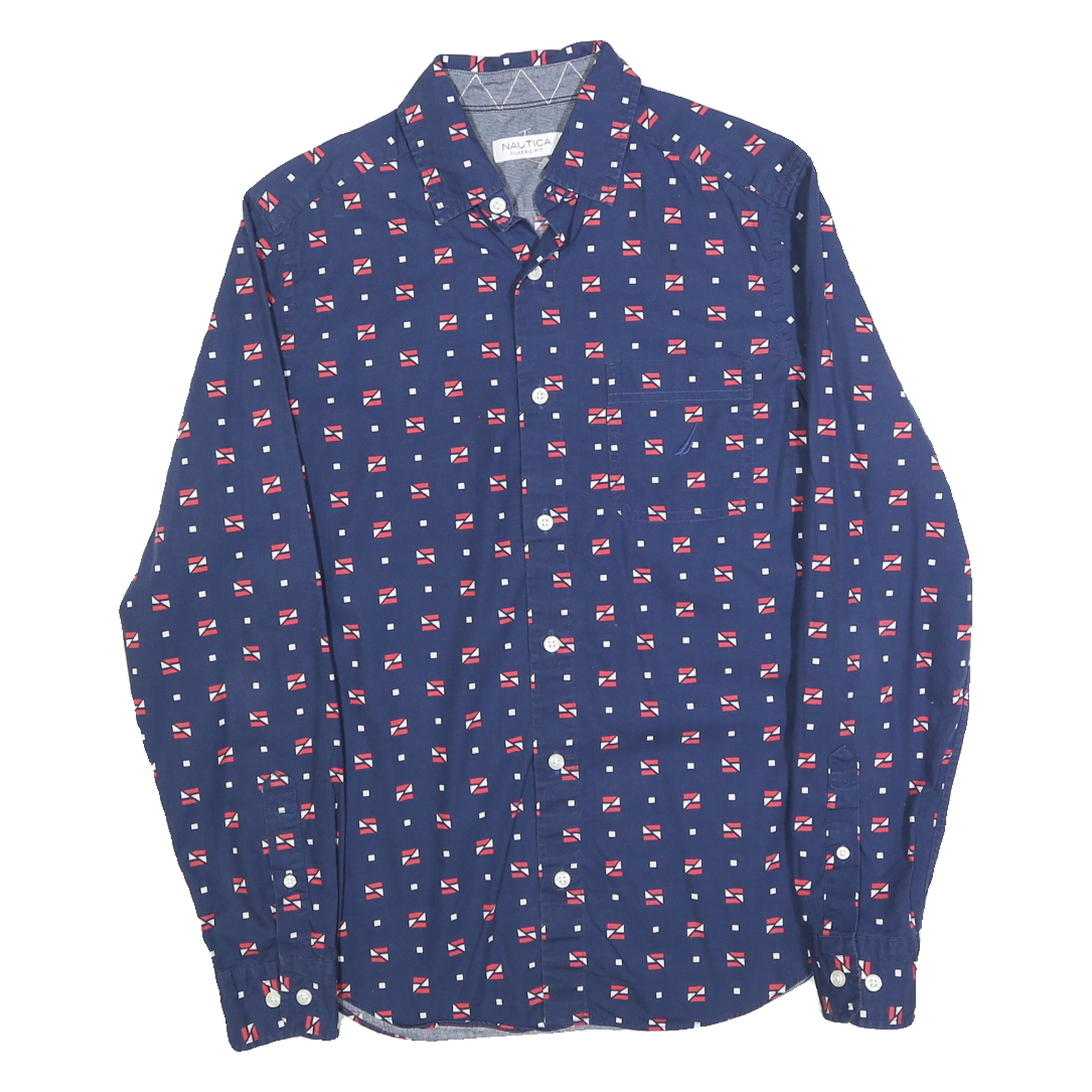 NAUTICA Mens Blue & Red Patterned Casual Shirt XS Classic Fit Stylish