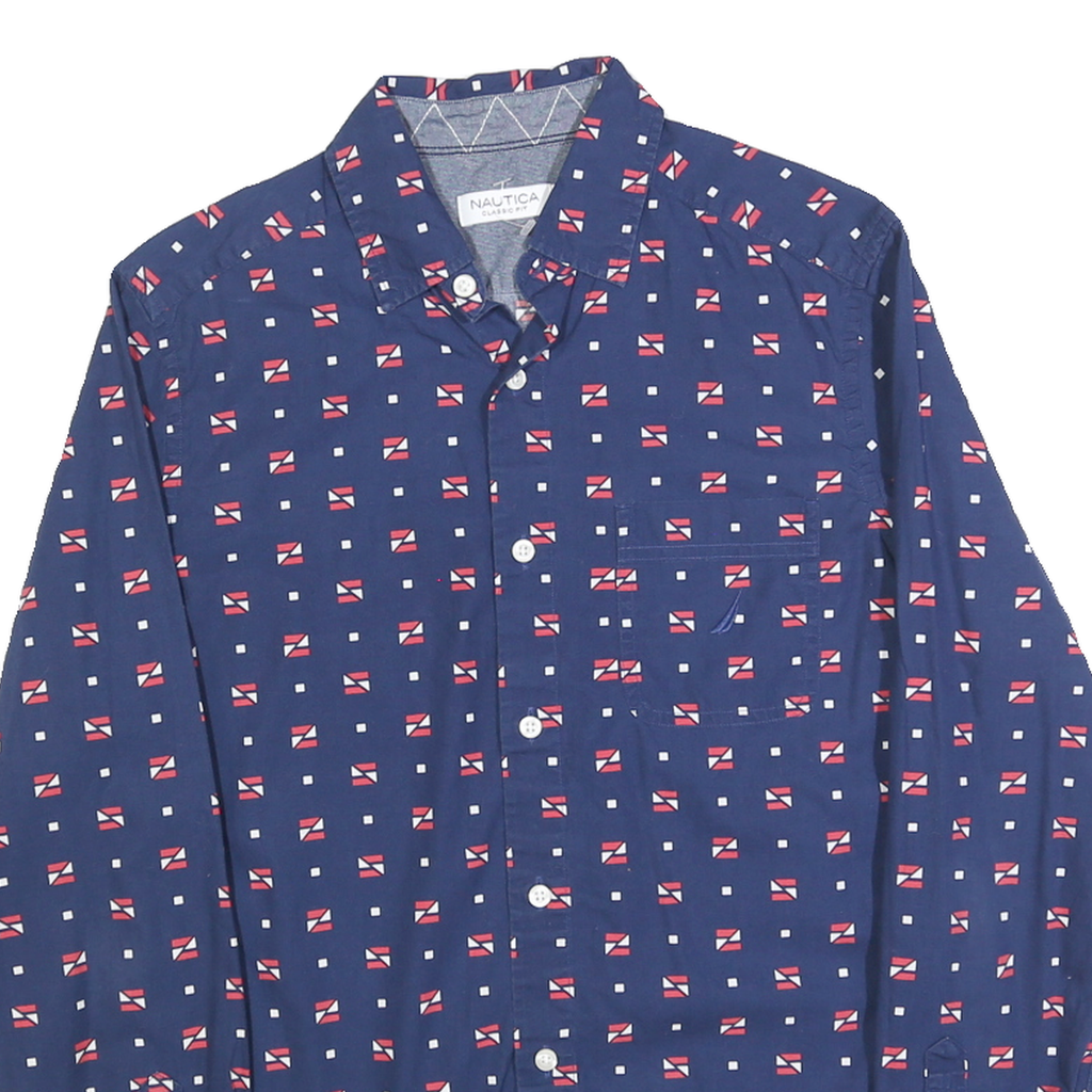 NAUTICA Mens Blue & Red Patterned Casual Shirt XS Classic Fit Stylish