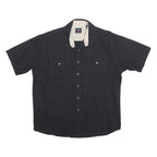 WRANGLER Mens Black Cotton Blend Shirt L Short Sleeve Casual Two Pocket
