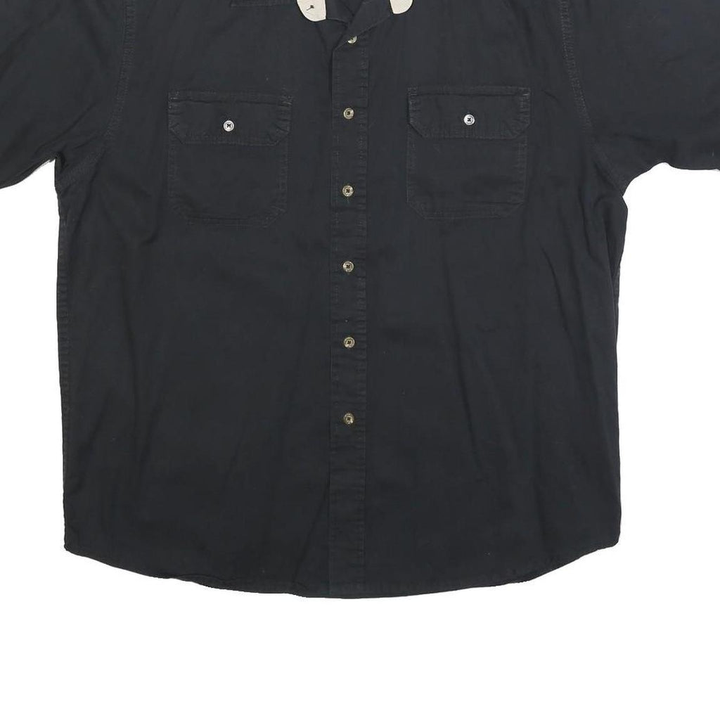 WRANGLER Mens Black Cotton Blend Shirt L Short Sleeve Casual Two Pocket