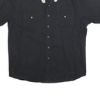 WRANGLER Mens Black Cotton Blend Shirt L Short Sleeve Casual Two Pocket