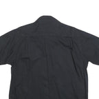 WRANGLER Mens Black Cotton Blend Shirt L Short Sleeve Casual Two Pocket