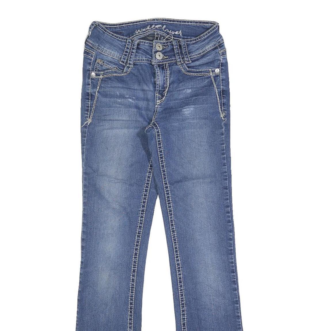 WALL FLOWER Womens Blue Regular Bootcut Denim Medium W24 L30 Stylish Zip Jeans